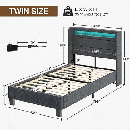 DUTRIEUX LED Twin Bed Frame