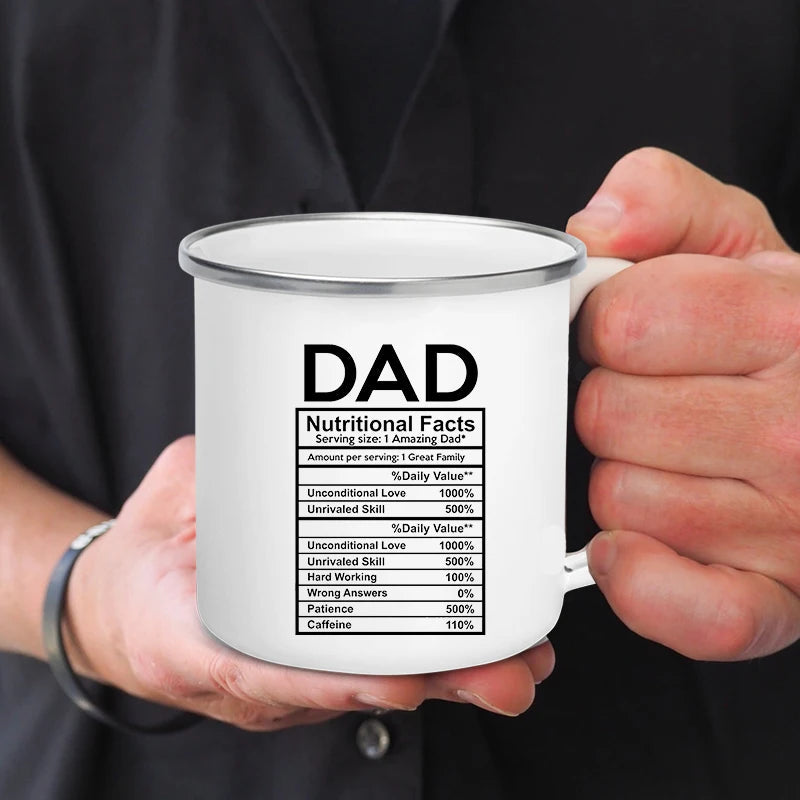 Dad Nutritional Facts Enamel Mug