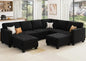 Dark Blue Velvet Modular Sectional Sofa