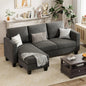 Dark Gray L-Shaped Linen Sofa