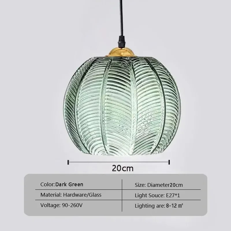 Dark Green Glass Pendant Light