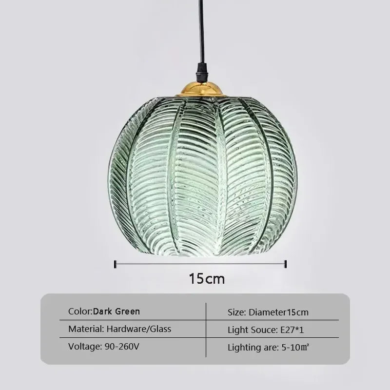 Dark Green Glass Pendant Light