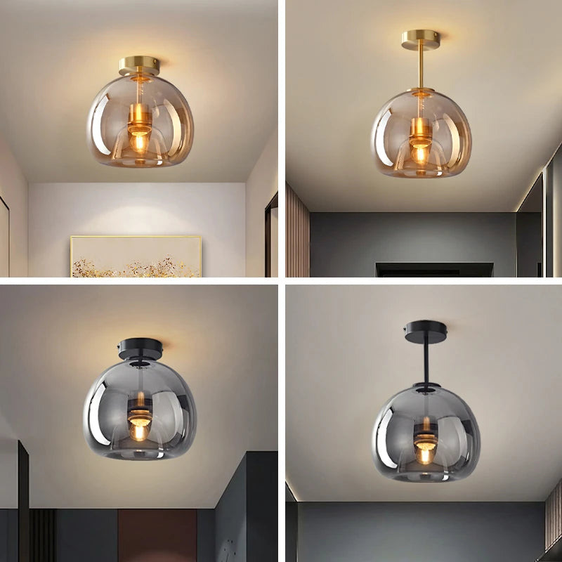 Dark Grey Glass LED Ceiling Light