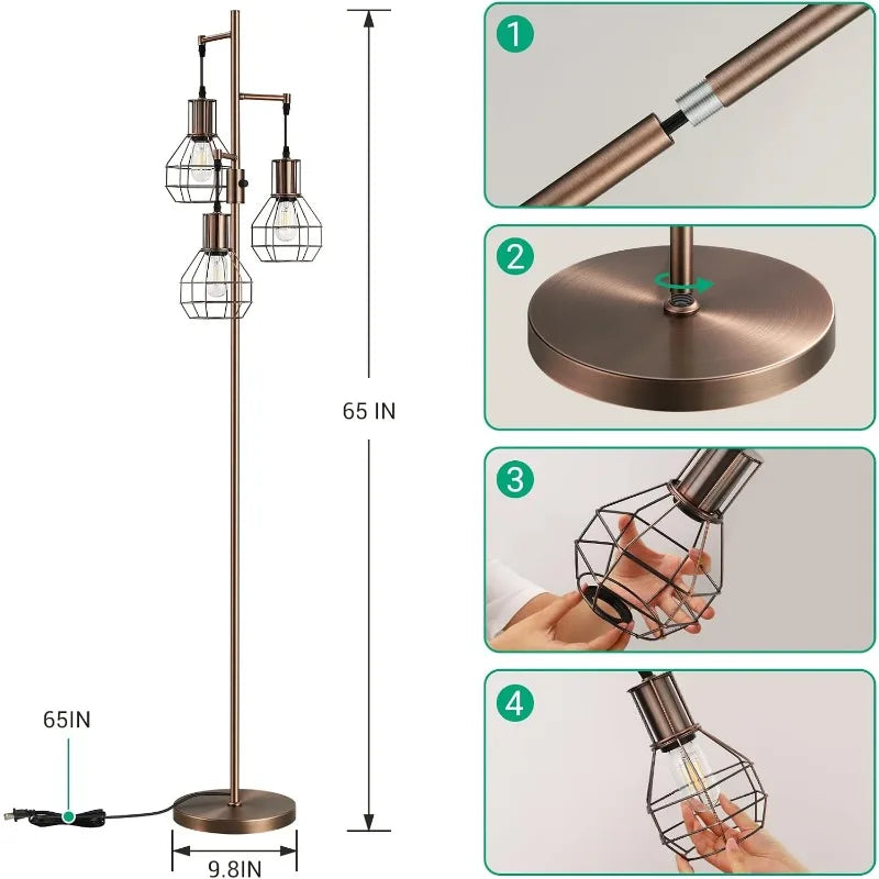 Dimmable Black Farmhouse Floor Lamp