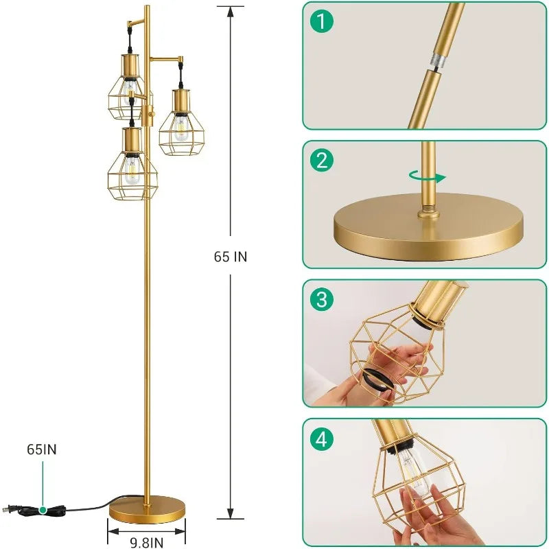 Dimmable Black Farmhouse Floor Lamp