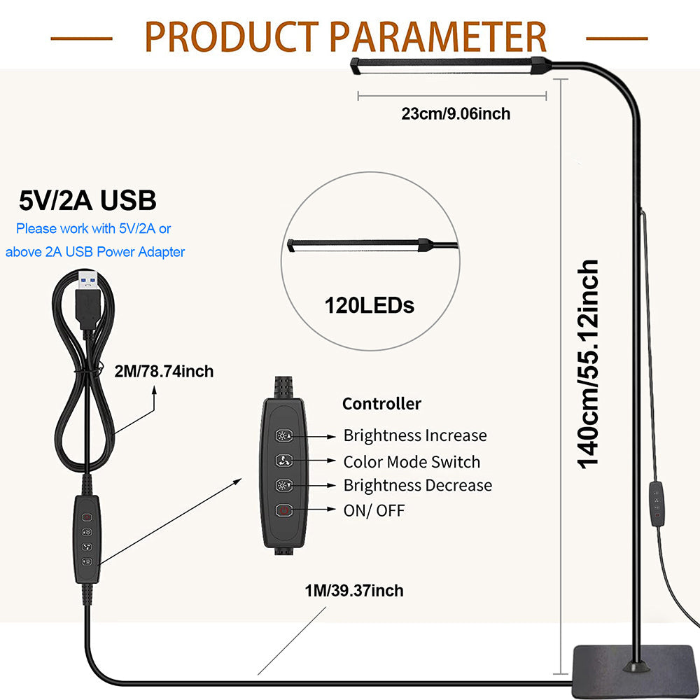 Dimmable Gooseneck LED Floor Lamp