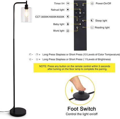 Dimmable Industrial Glass Floor Lamp