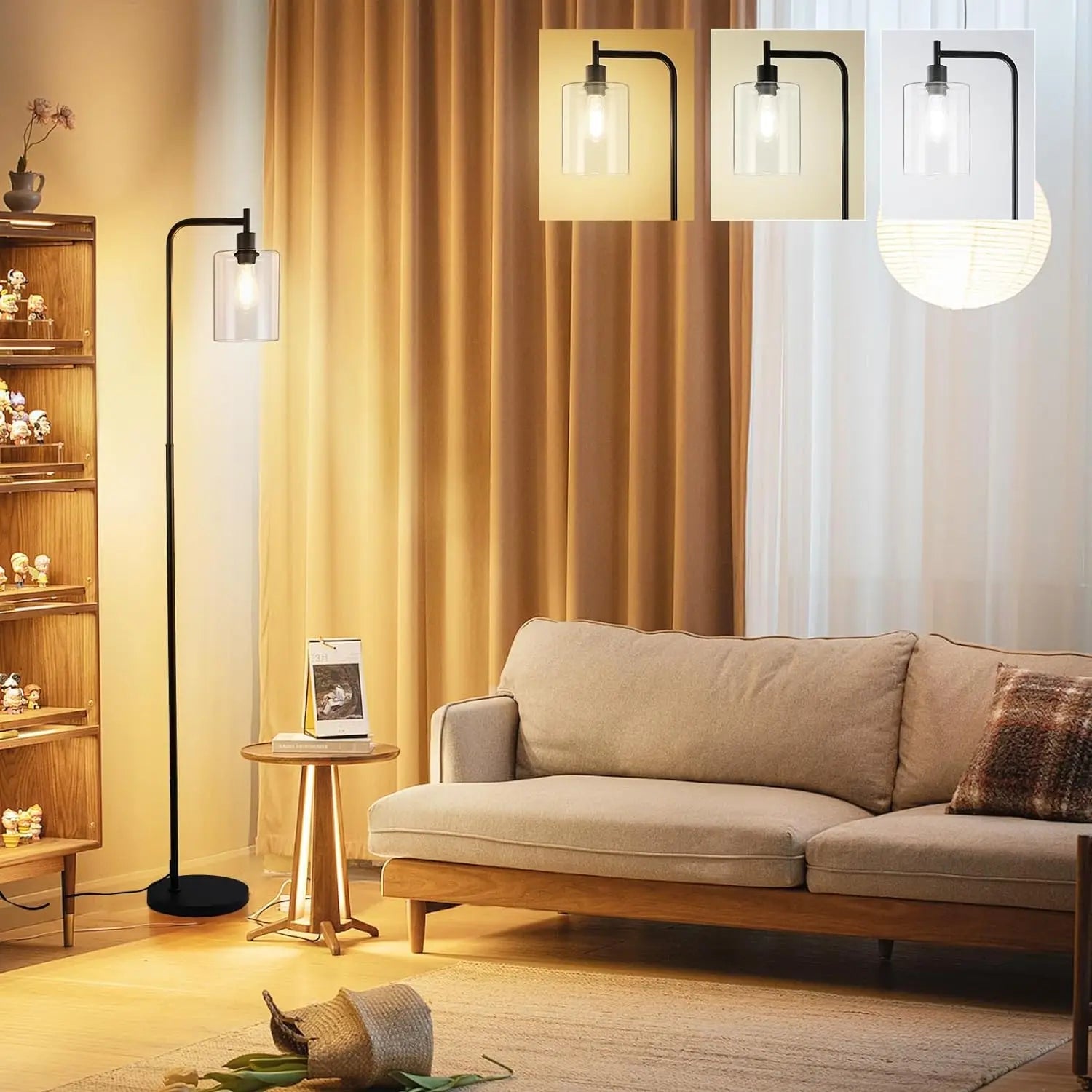 Dimmable Industrial Glass Floor Lamp