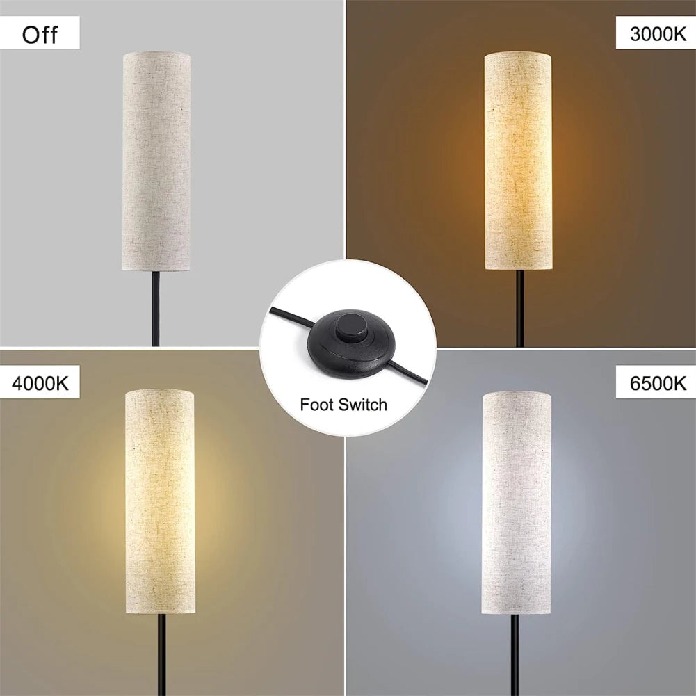 Dimmable LED Floor Lamp, Linen Shade