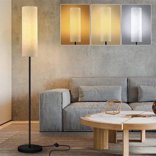 Dimmable LED Floor Lamp, Linen Shade