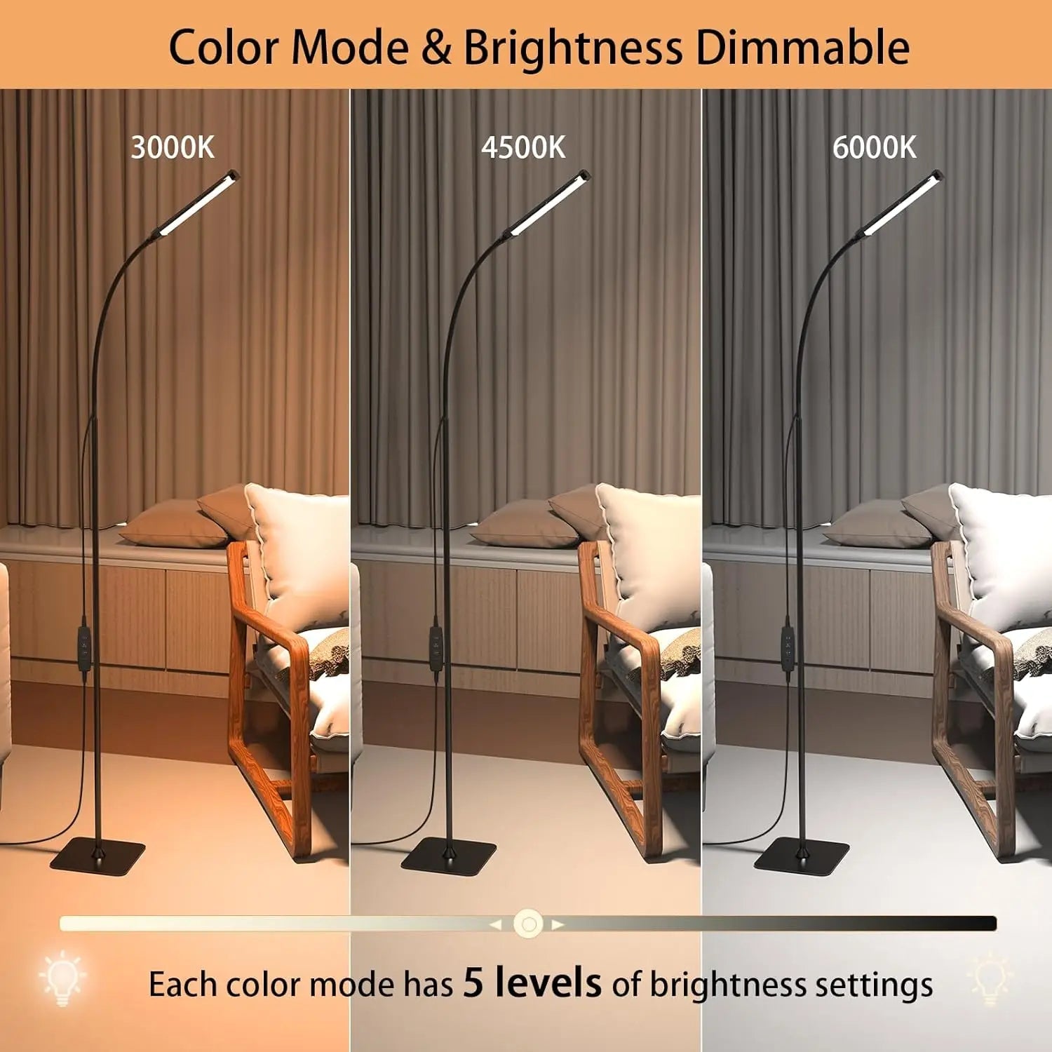 Dimmable LED Floor Lamp with Remote