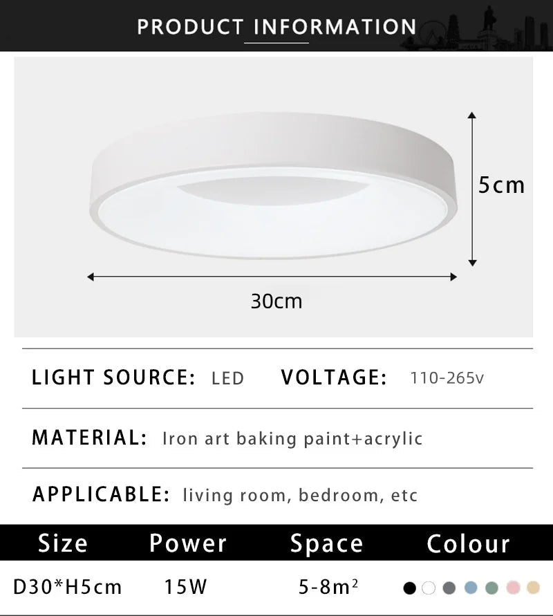 Dimmable Macaron LED Ceiling Light