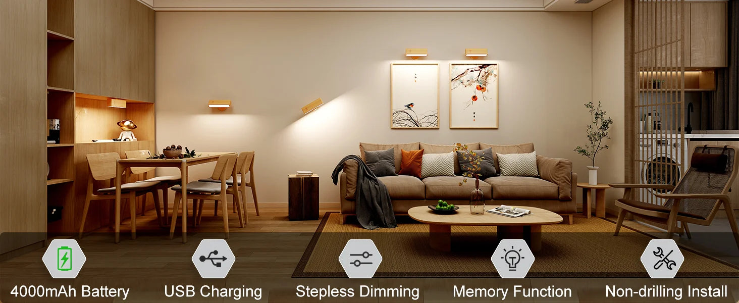 Dimmable Magnetic Wood Wall Lamp