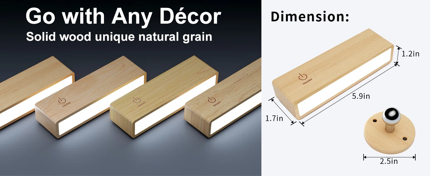 Dimmable Magnetic Wood Wall Lamp