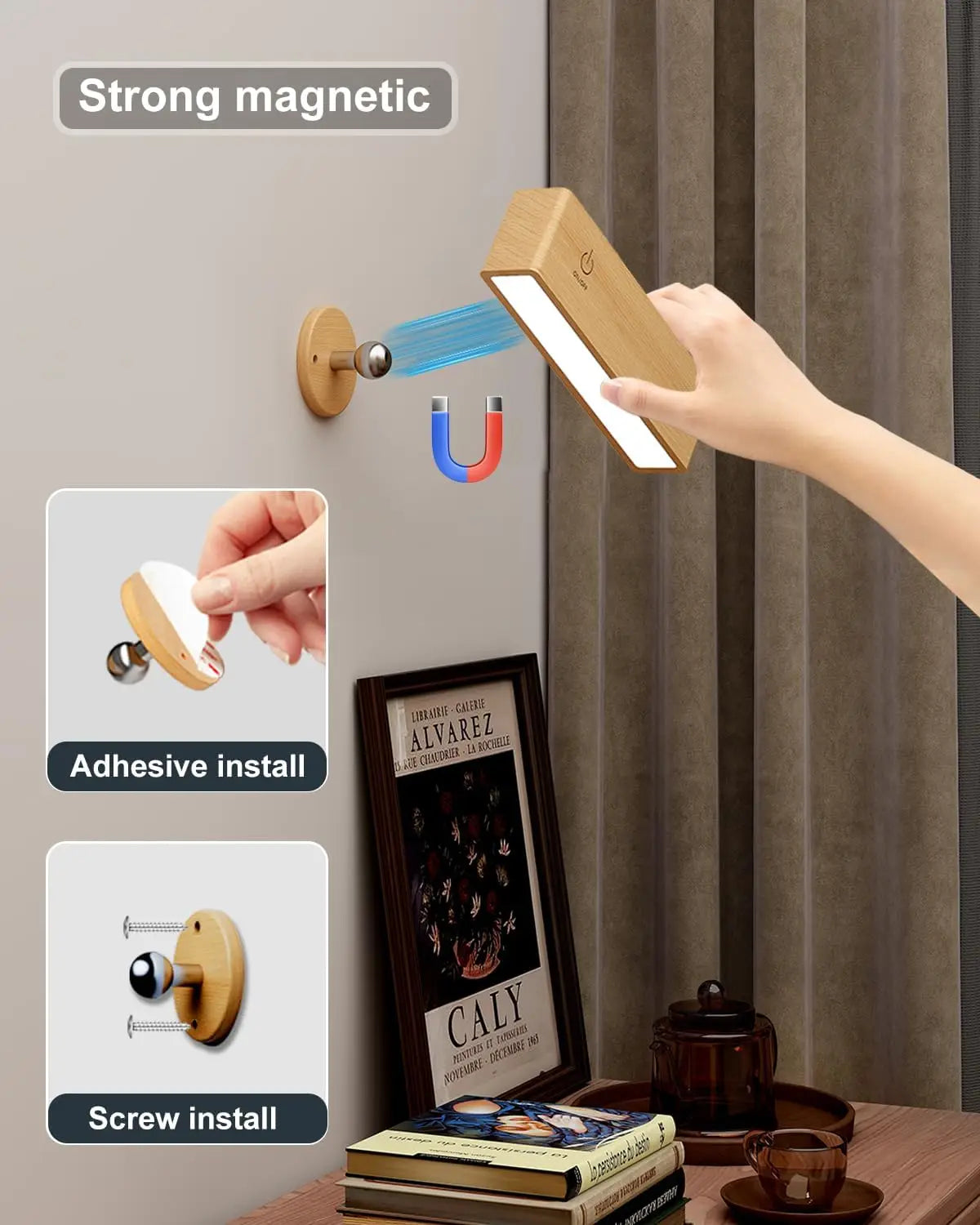 Dimmable Magnetic Wood Wall Lamp