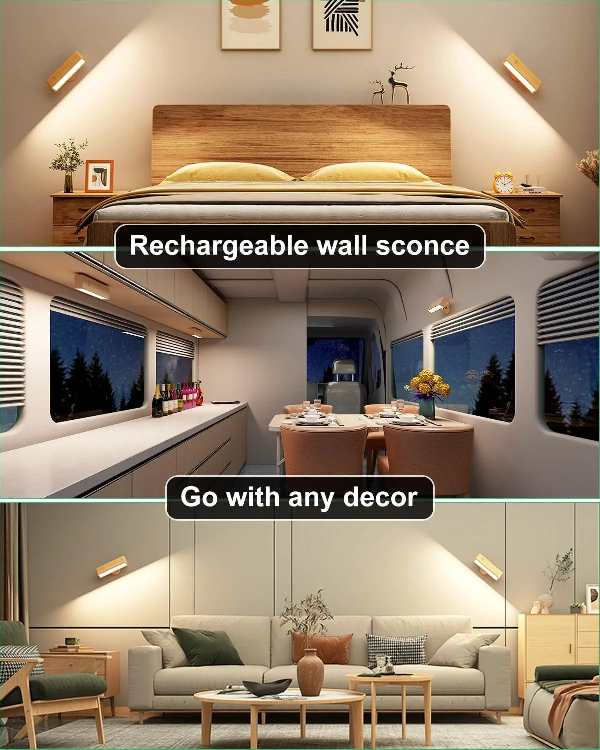 Dimmable Magnetic Wood Wall Lamp