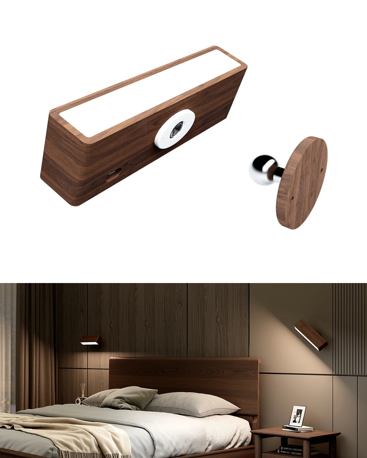 Dimmable Magnetic Wood Wall Lamp