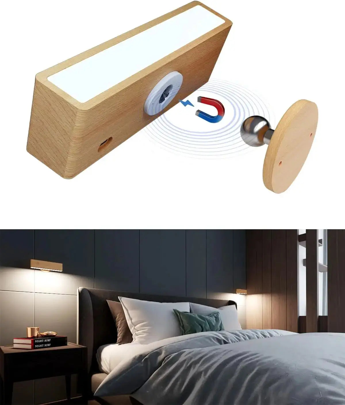 Dimmable Magnetic Wood Wall Lamp