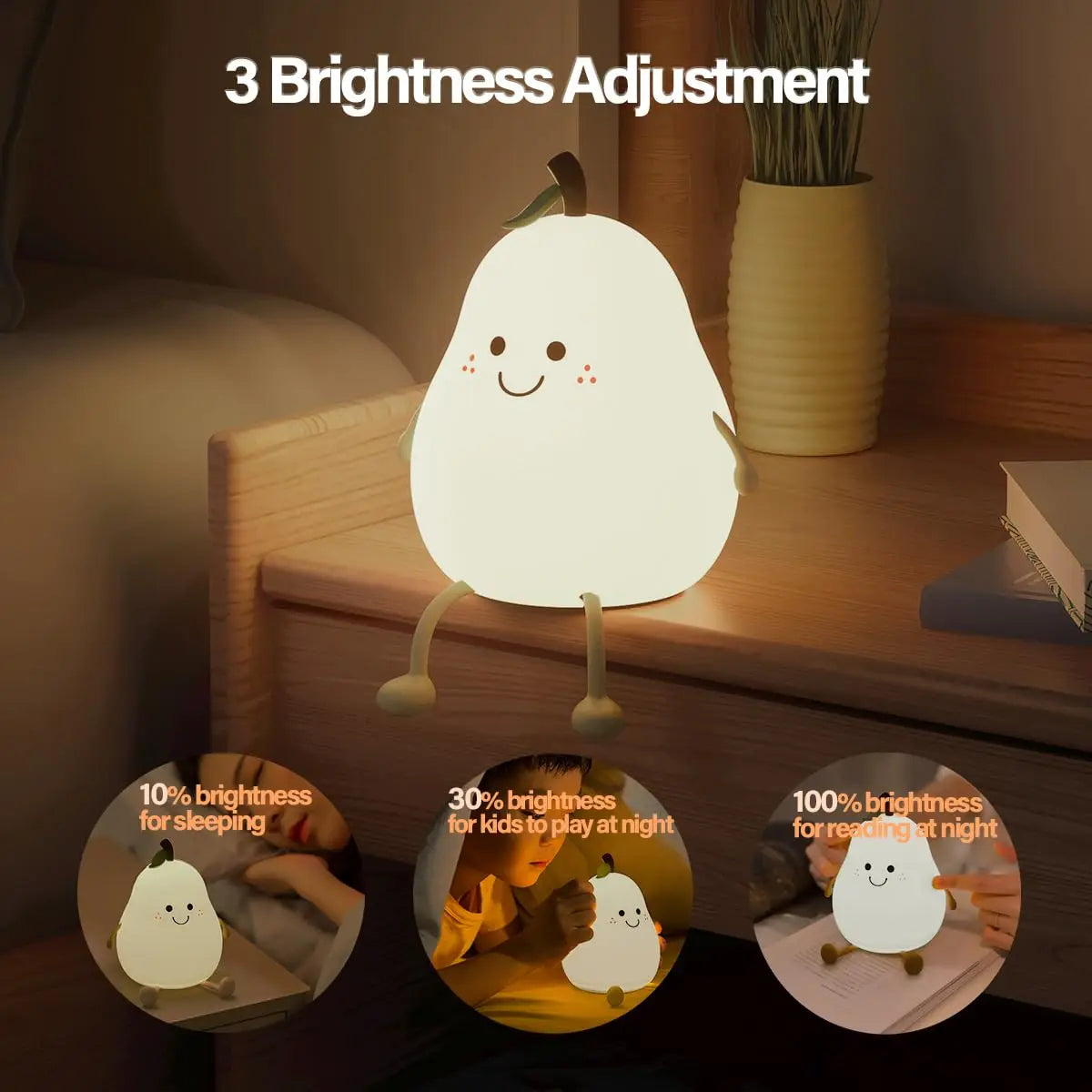 Dimmable Silicone Pear Night Light