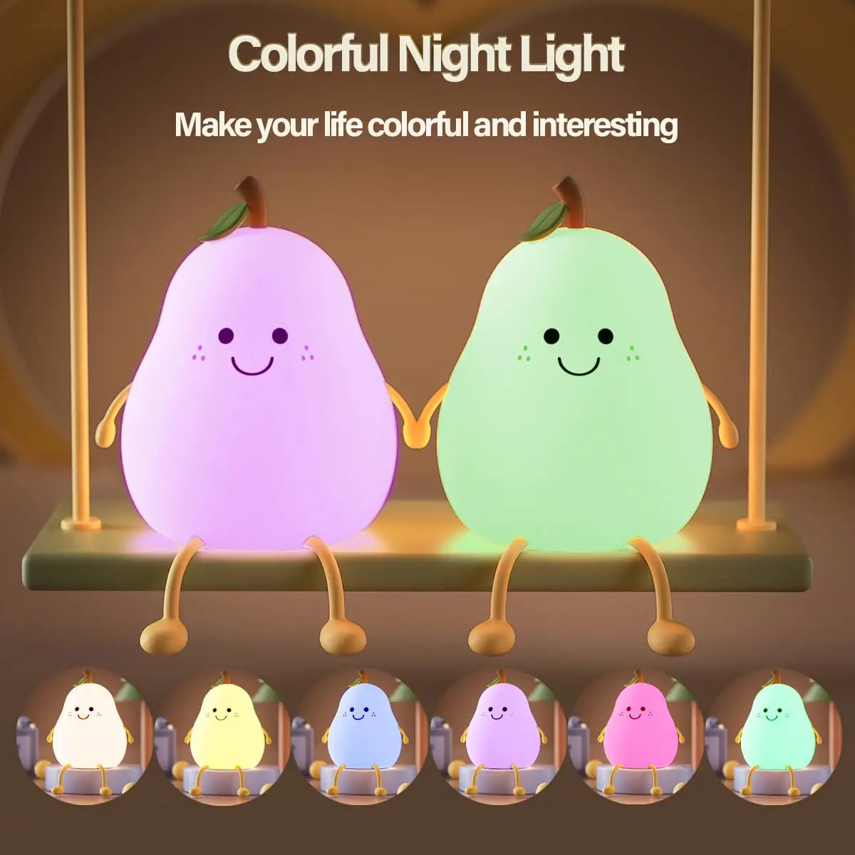 Dimmable Silicone Pear Night Light