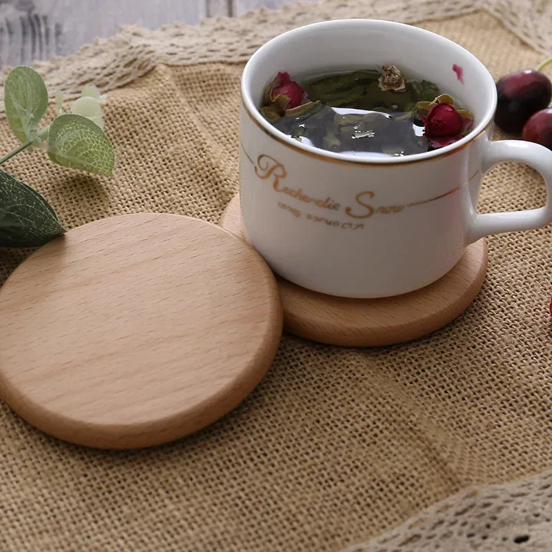 Eco-Friendly Wooden Coaster Set 8.8cm