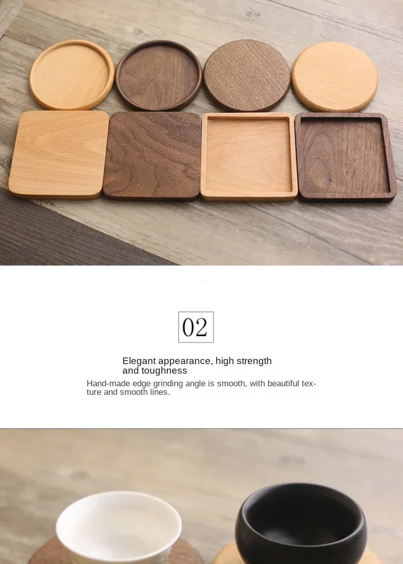 Eco-Friendly Wooden Coaster Set 8.8cm