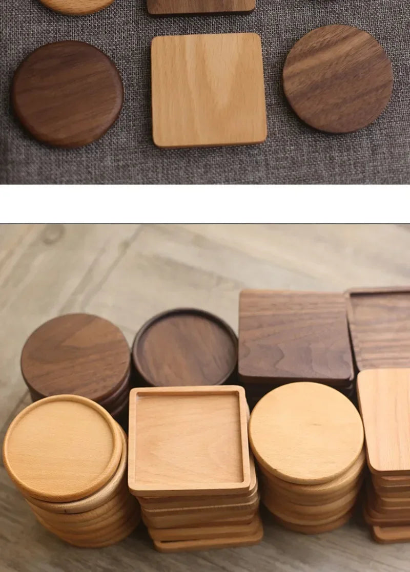 Eco-Friendly Wooden Coaster Set 8.8cm