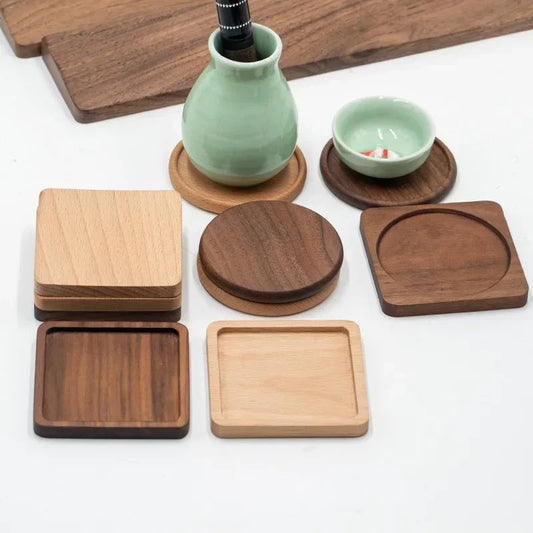 Eco-Friendly Wooden Coaster Set 8.8cm