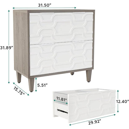 Elegant 2-Drawer Grey File Cabinet