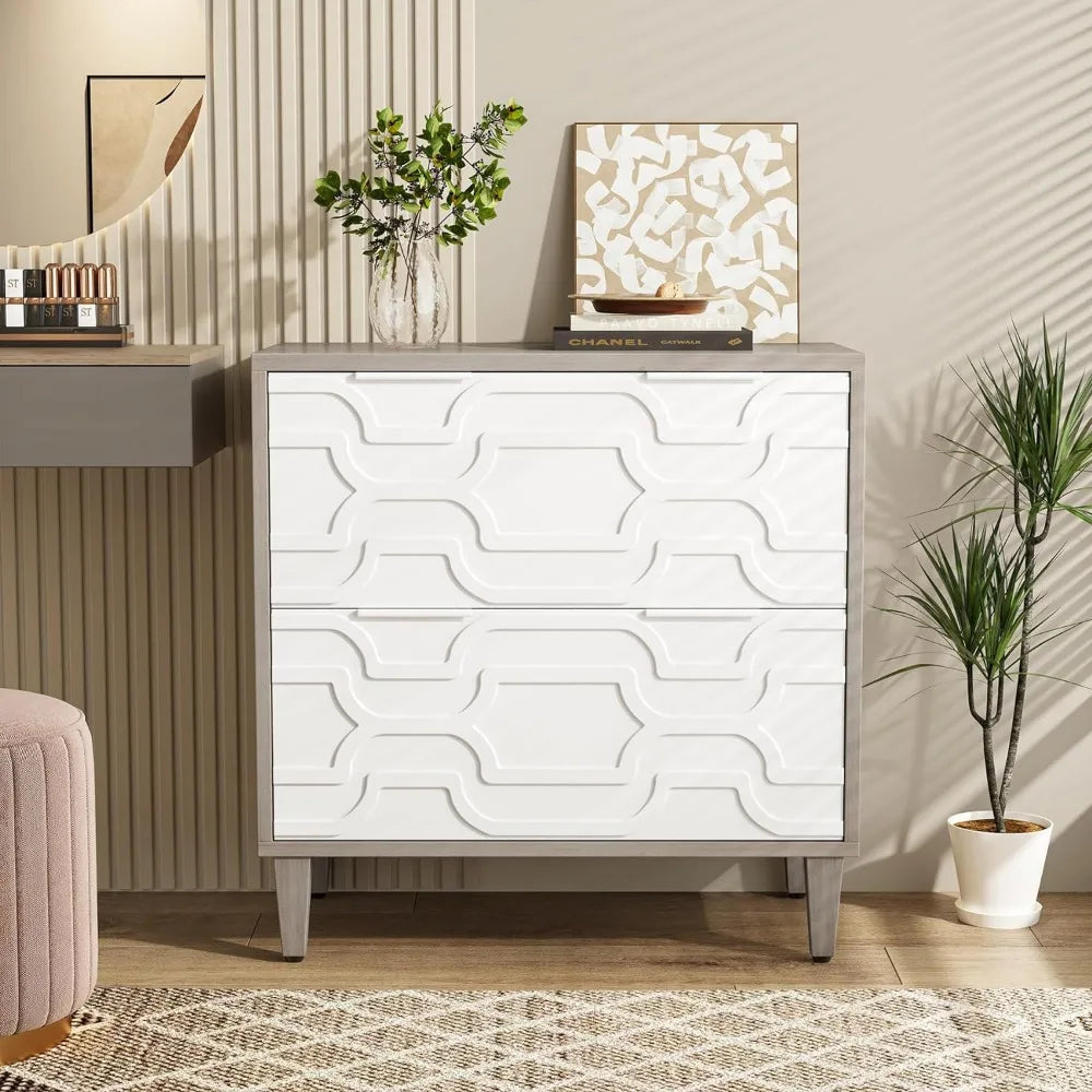 Elegant 2-Drawer Grey File Cabinet