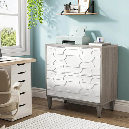 Elegant 2-Drawer Grey File Cabinet