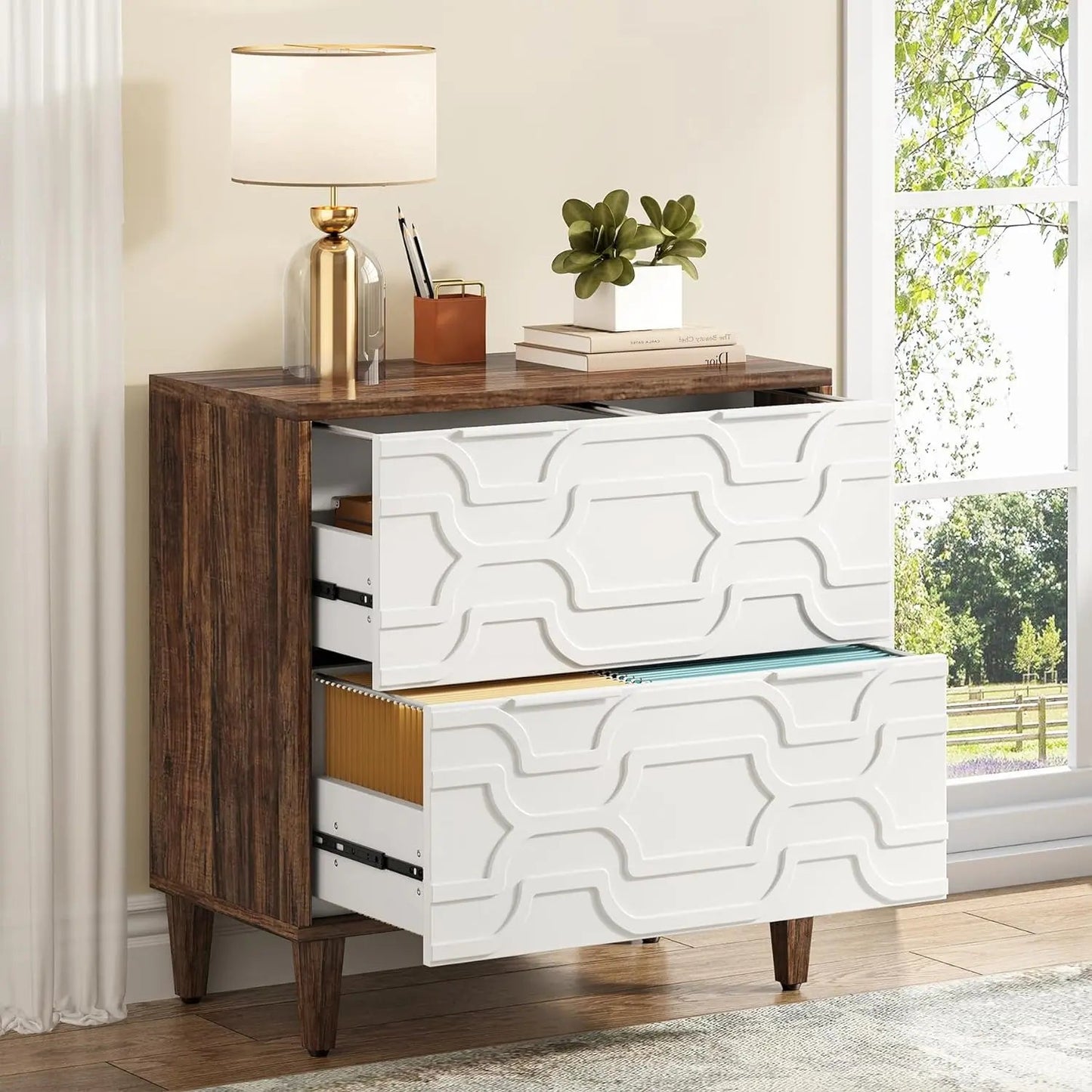 Elegant 2-Drawer Grey File Cabinet