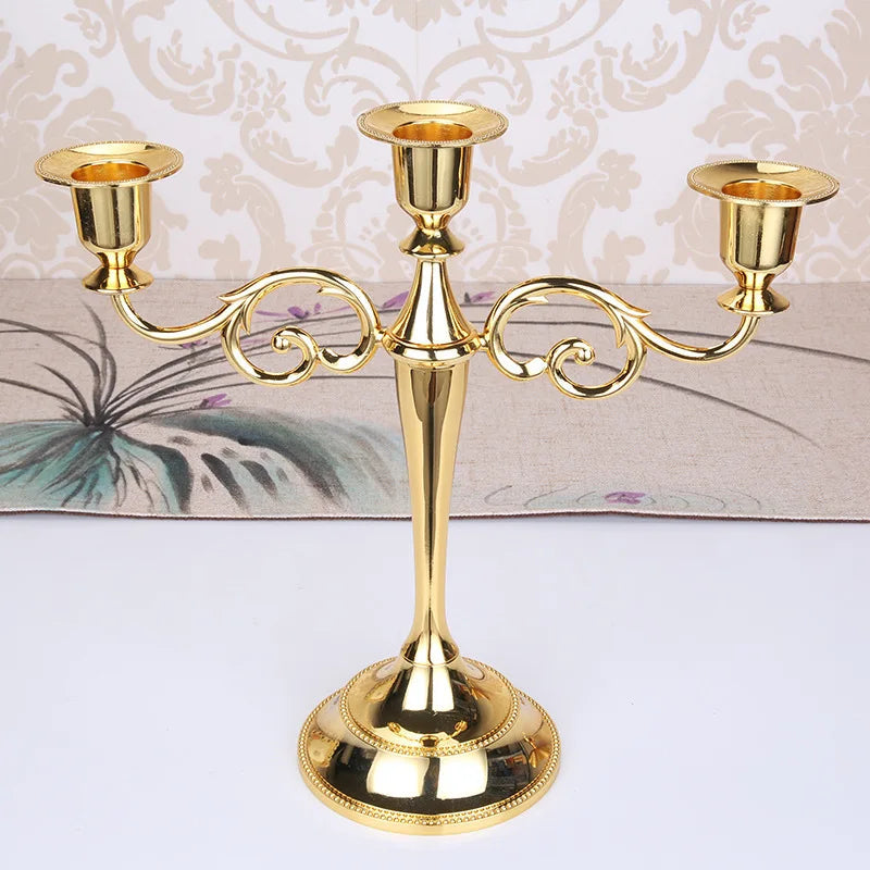 Elegant 3-Arm Metal Candelabra