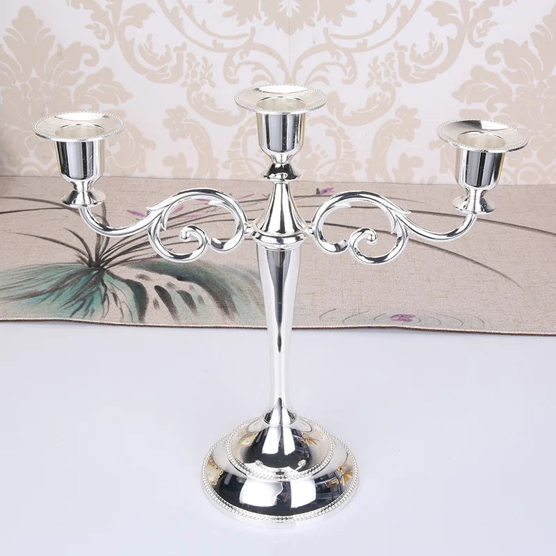 Elegant 3-Arm Metal Candelabra