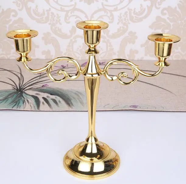 Elegant 3-Arm Metal Candelabra