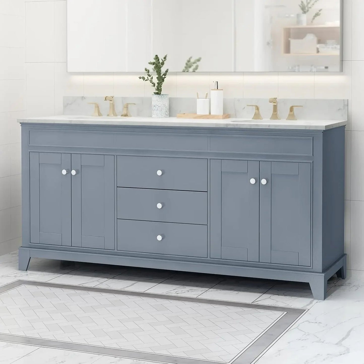 Elegant 61" Double Sink Vanity