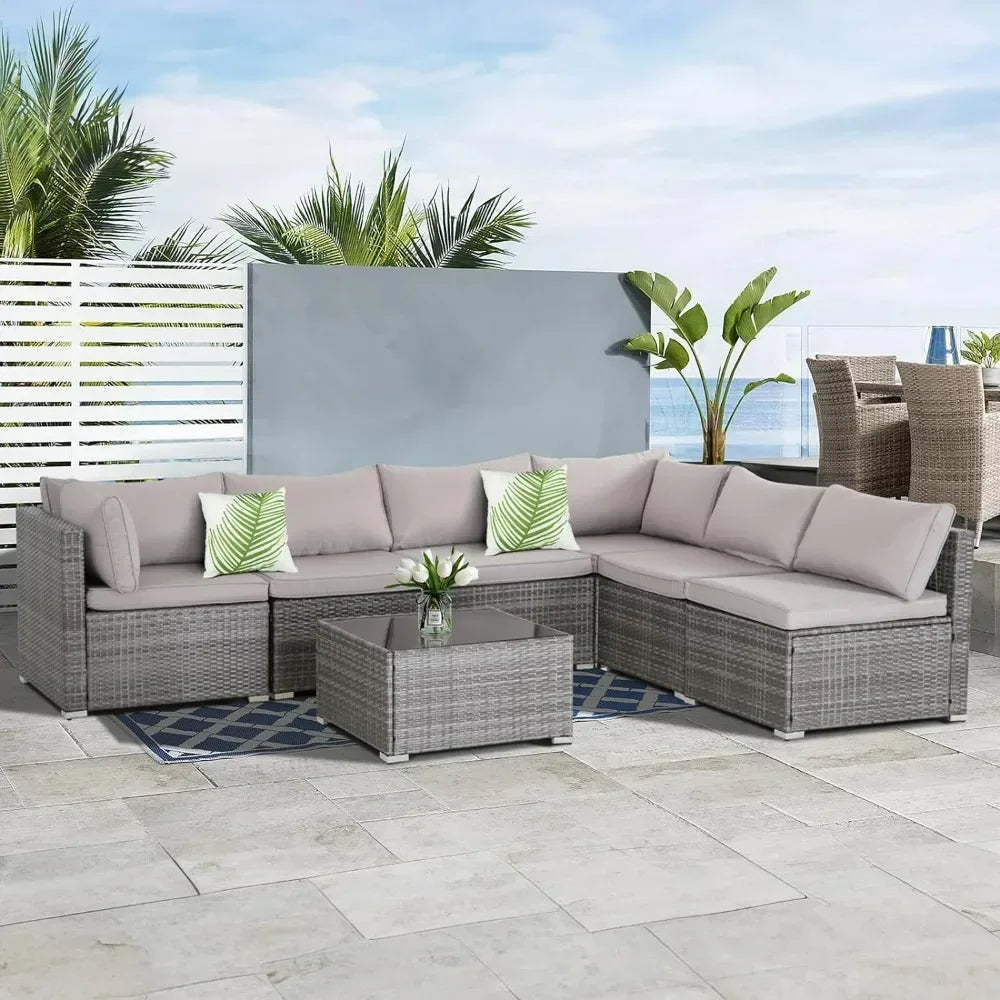 Elegant 7/8 Piece Wicker Patio Sofa Set