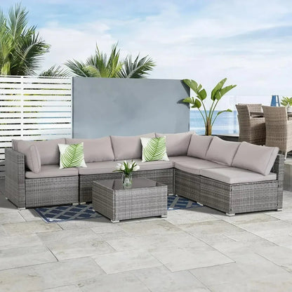 Elegant 7/8 Piece Wicker Patio Sofa Set