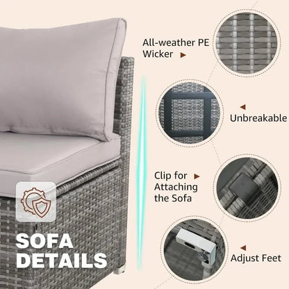 Elegant 7/8 Piece Wicker Patio Sofa Set