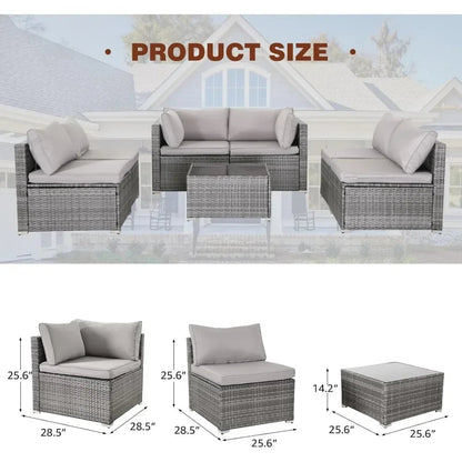 Elegant 7/8 Piece Wicker Patio Sofa Set