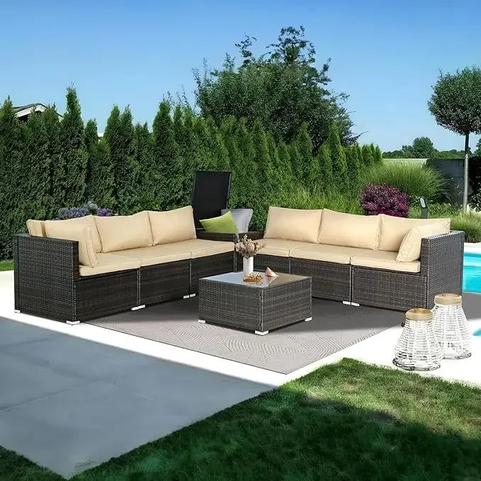 Elegant 7/8 Piece Wicker Patio Sofa Set