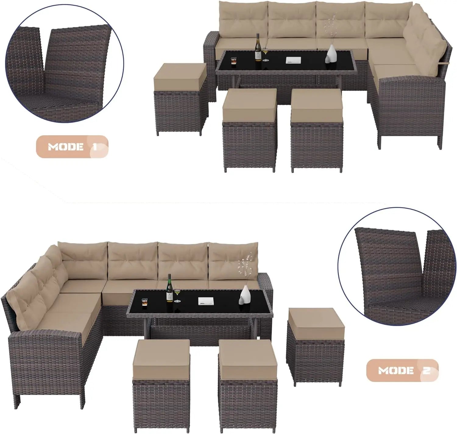 Elegant All-Weather Wicker Rattan Sofa Set