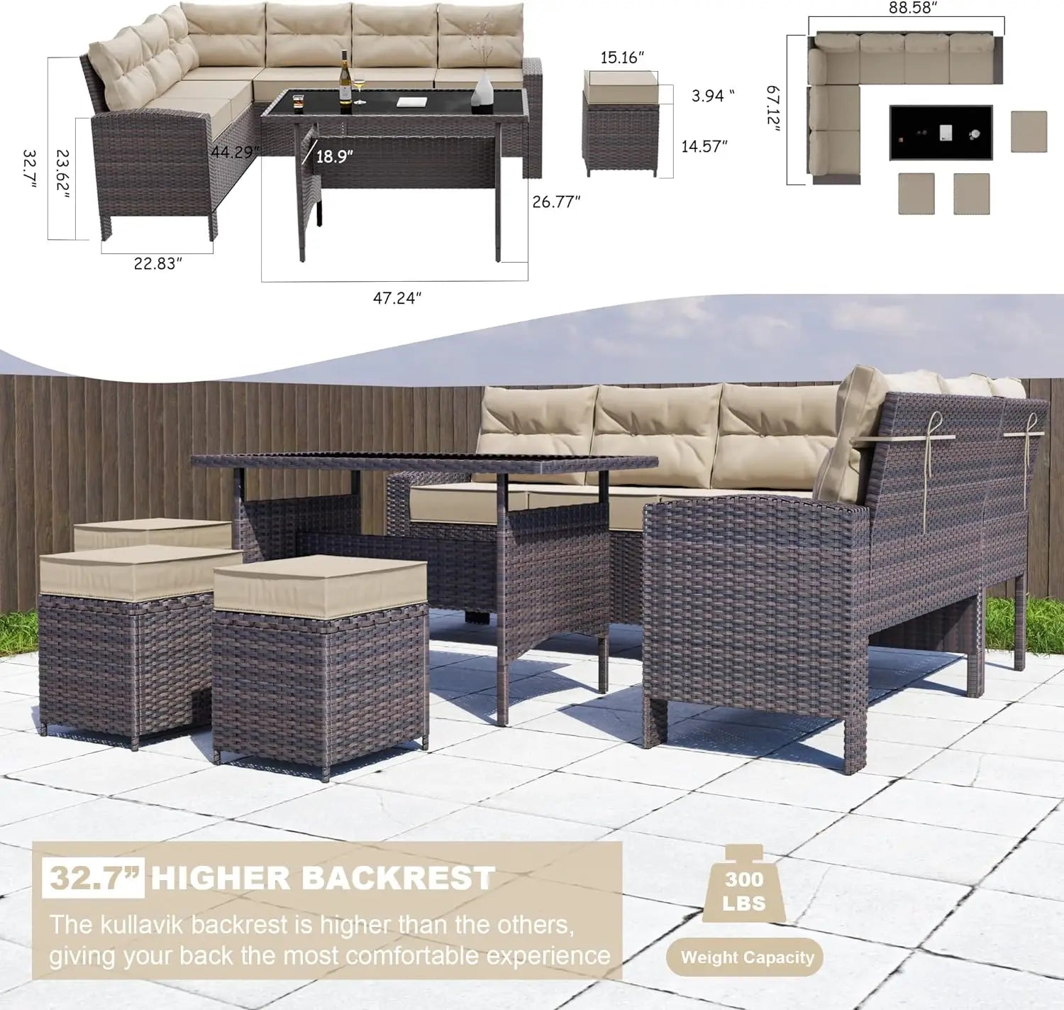 Elegant All-Weather Wicker Rattan Sofa Set