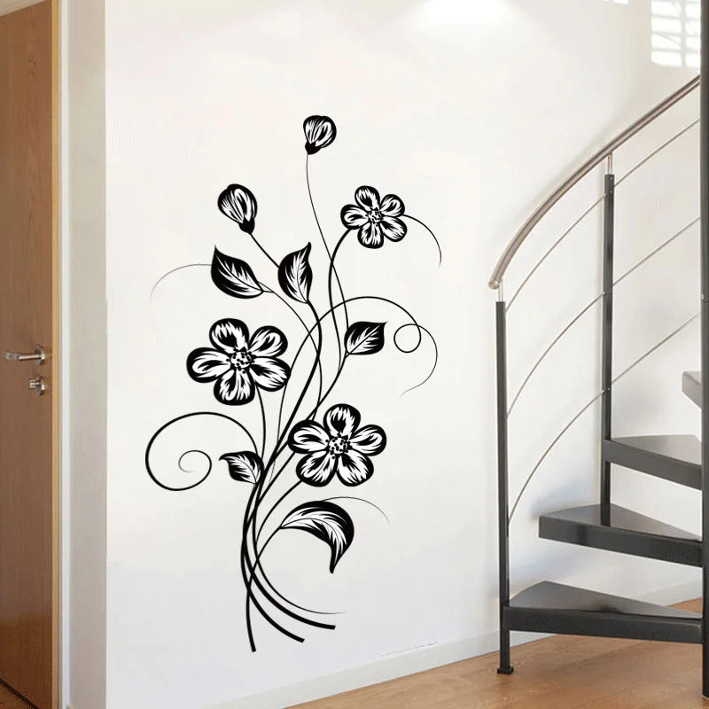 Elegant Black Flower Wall Sticker