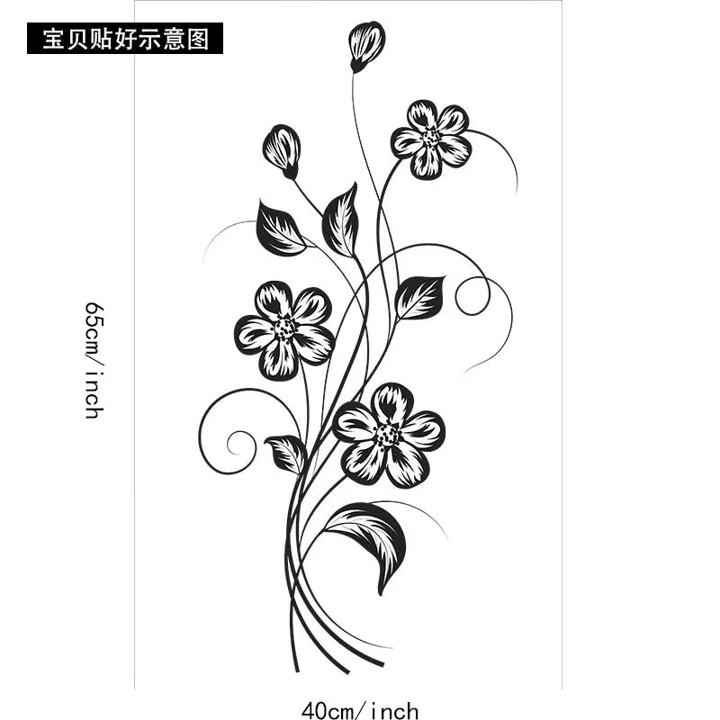 Elegant Black Flower Wall Sticker