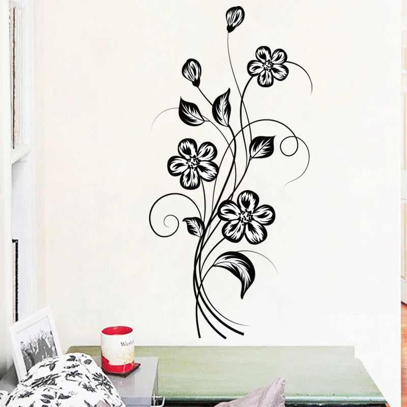 Elegant Black Flower Wall Sticker