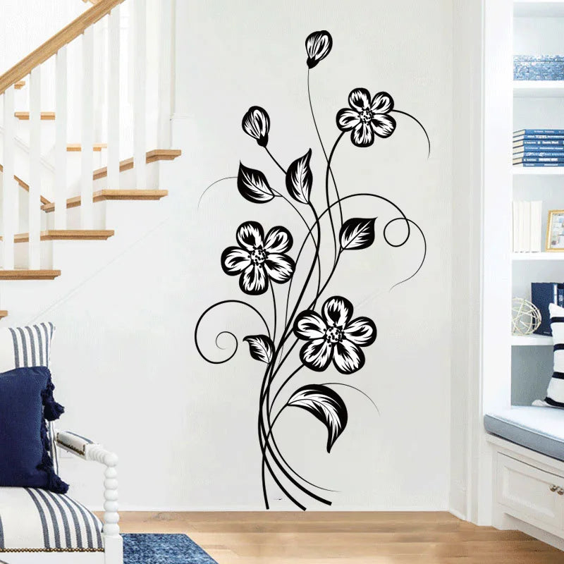 Elegant Black Flower Wall Sticker