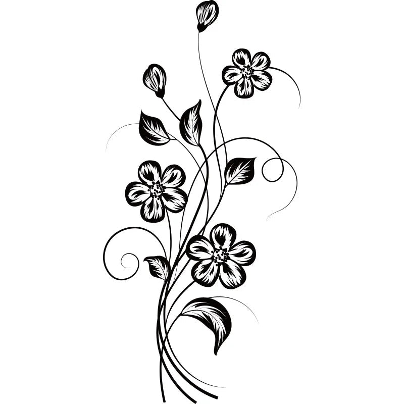 Elegant Black Flower Wall Sticker