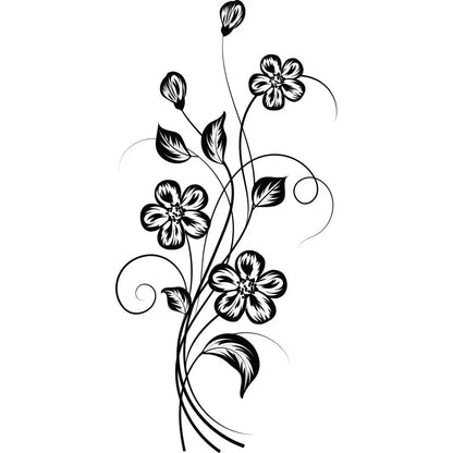 Elegant Black Flower Wall Sticker