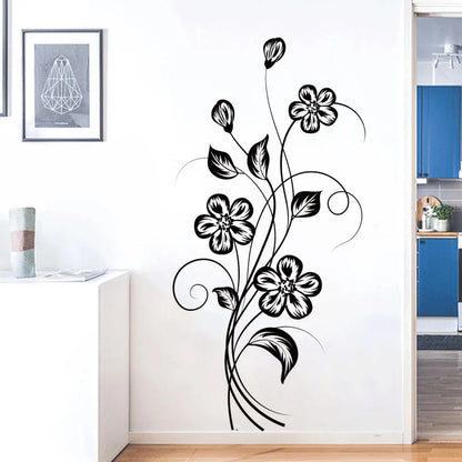 Elegant Black Flower Wall Sticker